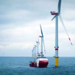 Big Offshore wind-farm with transfer vessel Wind Turbine Technician Diploma Program
