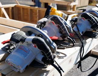 A line of saws used in the carpentry program
